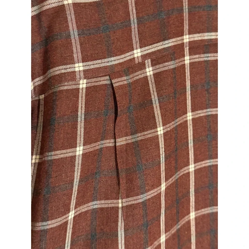Mark Shale Mens Brown Plaid Button Down Shirt Fabric Woven in Spain Large - Picture 5 of 5